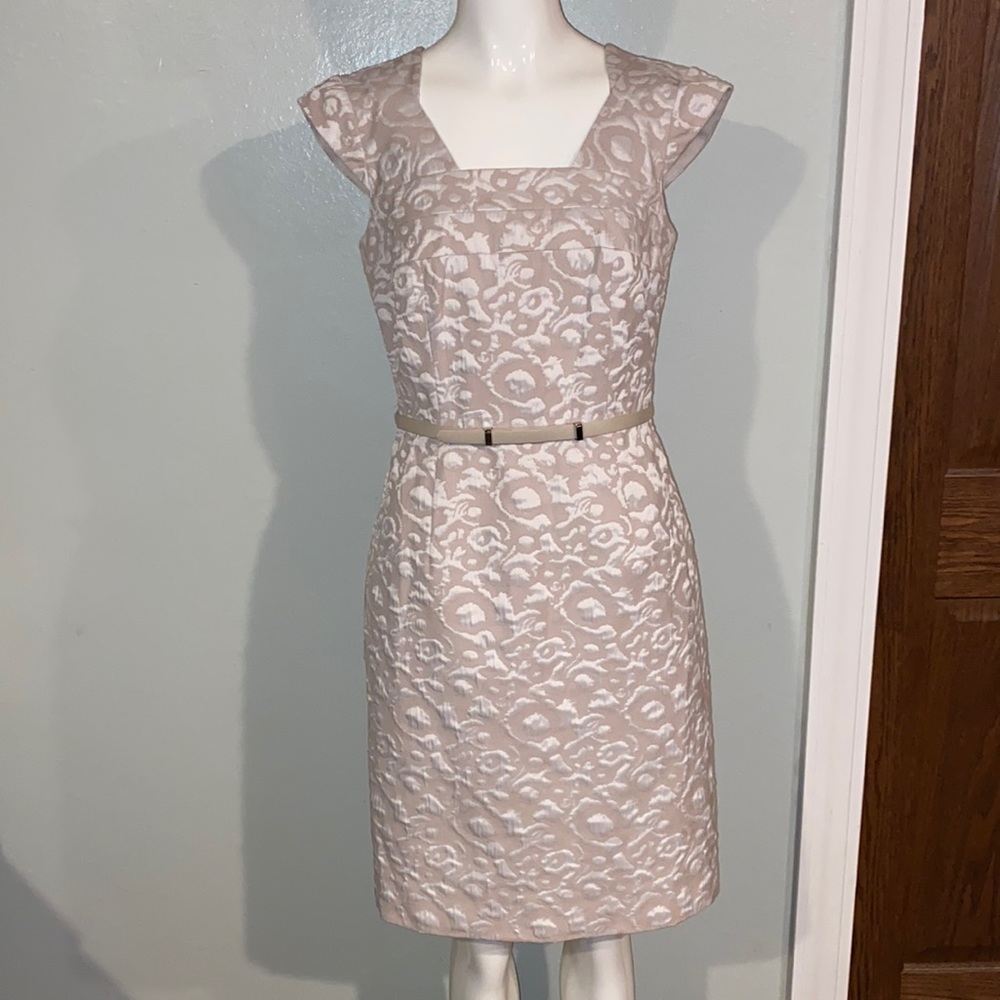 Antonio Melani Stunning Ivory Print Belted Dress